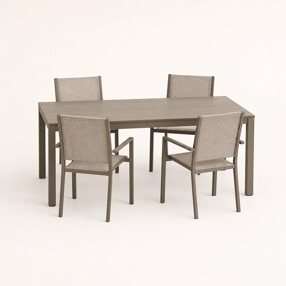 Larger Alder four-seat outdoor dining set