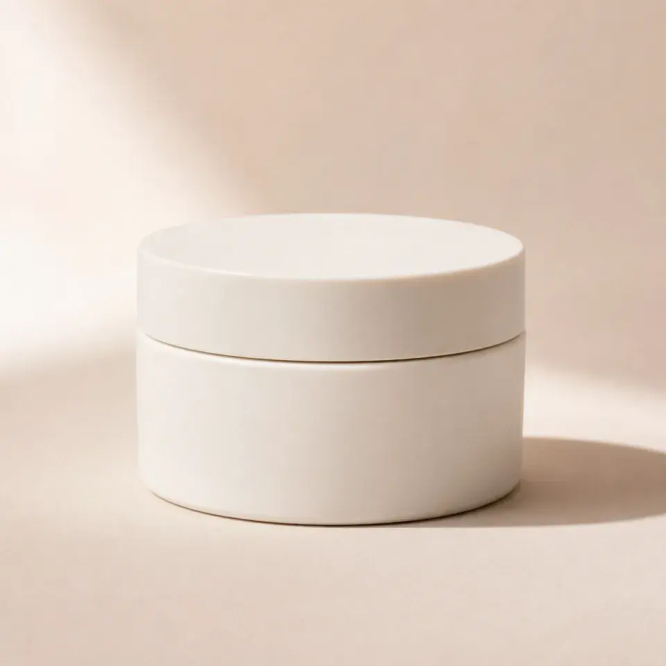Dew Veil fragrance-free barrier cream in a soft ivory jar